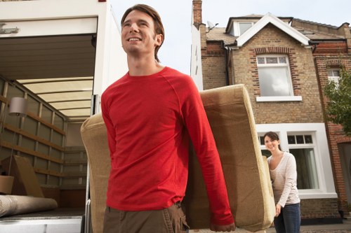 Securely packed furniture and boxes inside a removal truck