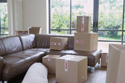 Packed boxes ready for a residential move in northwest London